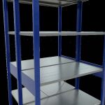 Grundregal, Doppelregal, Fachbodenregal Stecksystem MULTIplus150, 2500 x 1000 x (2x500) mm (HxBxT), 2x6 Fachböden, Kreuzstrebe, RAL 5010 enzianblau/verzinkt