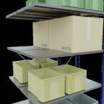 Anbauregal, Doppelregal, Fachbodenregal Stecksystem MULTIplus150, 2000 x 1000 x (2x500) mm (HxBxT), 2x5 Fachböden, Kreuzstrebe, RAL 5010 enzianblau/verzinkt