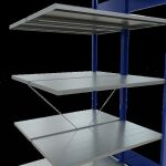 Anbauregal, Doppelregal, Fachbodenregal Stecksystem MULTIplus150, 2000 x 1000 x (2x500) mm (HxBxT), 2x5 Fachböden, Kreuzstrebe, RAL 5010 enzianblau/verzinkt