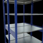 Grundregal, Doppelregal, Fachbodenregal Stecksystem MULTIplus150, 2500 x 1000 x (2x600) mm (HxBxT), 2x6 Fachböden, Kreuzstrebe, RAL 5010 enzianblau/verzinkt