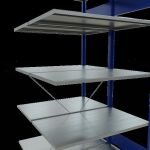 Anbauregal, Doppelregal, Fachbodenregal Stecksystem MULTIplus150, 2000 x 1000 x (2x600) mm (HxBxT), 2x5 Fachböden, Kreuzstrebe, RAL 5010 enzianblau/verzinkt