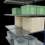 Anbauregal, Doppelregal, Fachbodenregal Stecksystem MULTIplus150, 2500 x 1000 x (2x600) mm (HxBxT), 2x6 Fachböden, Kreuzstrebe, RAL 5010 enzianblau/verzinkt