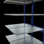 Anbauregal, Doppelregal, Fachbodenregal Stecksystem MULTIplus150, 2500 x 1000 x (2x600) mm (HxBxT), 2x6 Fachböden, Kreuzstrebe, RAL 5010 enzianblau/verzinkt