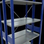 Grundregal, Doppelregal, Fachbodenregal Stecksystem MULTIplus150, 3000 x 1000 x (2x300) mm (HxBxT), 2x7 Fachböden, Kreuzstrebe, RAL 5010 enzianblau/verzinkt