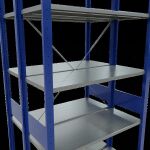 Grundregal, Doppelregal, Fachbodenregal Stecksystem MULTIplus150, 3000 x 1000 x (2x400) mm (HxBxT), 2x7 Fachböden, Kreuzstrebe, RAL 5010 enzianblau/verzinkt