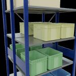 Grundregal, Doppelregal, Fachbodenregal Stecksystem MULTIplus150, 3000 x 1000 x (2x500) mm (HxBxT), 2x7 Fachböden, Kreuzstrebe, RAL 5010 enzianblau/verzinkt