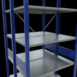 Grundregal, Doppelregal, Fachbodenregal Stecksystem MULTIplus150, 3000 x 1000 x (2x500) mm (HxBxT), 2x7 Fachböden, Kreuzstrebe, RAL 5010 enzianblau/verzinkt