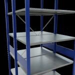 Grundregal, Doppelregal, Fachbodenregal Stecksystem MULTIplus150, 3000 x 1000 x (2x600) mm (HxBxT), 2x7 Fachböden, Kreuzstrebe, RAL 5010 enzianblau/verzinkt