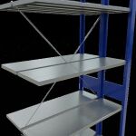 Anbauregal, Doppelregal, Fachbodenregal Stecksystem MULTIplus150, 3000 x 1000 x (2x300) mm (HxBxT), 2x7 Fachböden, Kreuzstrebe, RAL 5010 enzianblau/verzinkt