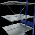 Anbauregal, Doppelregal, Fachbodenregal Stecksystem MULTIplus150, 3000 x 1000 x (2x400) mm (HxBxT), 2x7 Fachböden, Kreuzstrebe, RAL 5010 enzianblau/verzinkt