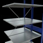 Anbauregal, Doppelregal, Fachbodenregal Stecksystem MULTIplus150, 3000 x 1000 x (2x500) mm (HxBxT), 2x7 Fachböden, Kreuzstrebe, RAL 5010 enzianblau/verzinkt