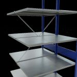 Anbauregal, Doppelregal, Fachbodenregal Stecksystem MULTIplus150, 3000 x 1000 x (2x600) mm (HxBxT), 2x7 Fachböden, Kreuzstrebe, RAL 5010 enzianblau/verzinkt