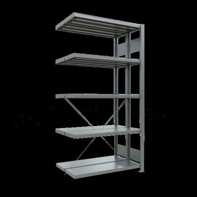 Anbauregal, Doppelregal, Fachbodenregal Stecksystem MULTIplus250, 2000 x 1000 x (2x300) mm (HxBxT), 2x5 Fachböden, Kreuzstrebe, verzinkt