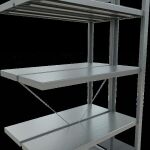 Anbauregal, Doppelregal, Fachbodenregal Stecksystem MULTIplus250, 2000 x 1000 x (2x300) mm (HxBxT), 2x5 Fachböden, Kreuzstrebe, verzinkt