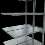 Anbauregal, Doppelregal, Fachbodenregal Stecksystem MULTIplus250, 2500 x 1000 x (2x300) mm (HxBxT), 2x6 Fachböden, Kreuzstrebe, verzinkt