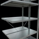 Anbauregal, Doppelregal, Fachbodenregal Stecksystem MULTIplus250, 2000 x 1000 x (2x400) mm (HxBxT), 2x5 Fachböden, Kreuzstrebe, verzinkt