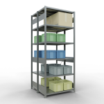 Grundregal, Doppelregal, Fachbodenregal Stecksystem MULTIplus250, 2500 x 1000 x (2x500) mm (HxBxT), 2x6 Fachböden, Kreuzstrebe, verzinkt