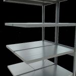 Anbauregal, Doppelregal, Fachbodenregal Stecksystem MULTIplus250, 2500 x 1000 x (2x500) mm (HxBxT), 2x6 Fachböden, Kreuzstrebe, verzinkt