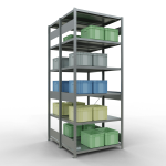 Grundregal, Doppelregal, Fachbodenregal Stecksystem MULTIplus250, 2500 x 1000 x (2x600) mm (HxBxT), 2x6 Fachböden, Kreuzstrebe, verzinkt