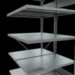 Anbauregal, Doppelregal, Fachbodenregal Stecksystem MULTIplus250, 2000 x 1000 x (2x600) mm (HxBxT), 2x5 Fachböden, Kreuzstrebe, verzinkt