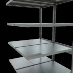 Anbauregal, Doppelregal, Fachbodenregal Stecksystem MULTIplus250, 2500 x 1000 x (2x600) mm (HxBxT), 2x6 Fachböden, Kreuzstrebe, verzinkt