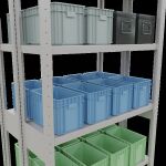 Grundregal, Doppelregal, Fachbodenregal Stecksystem MULTIplus250, 2500 x 1000 x (2x300) mm (HxBxT), 2x6 Fachböden, Kreuzstrebe, RAL 7035 lichtgrau