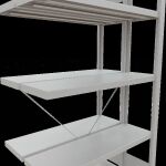 Anbauregal, Doppelregal, Fachbodenregal Stecksystem MULTIplus250, 2000 x 1000 x (2x300) mm (HxBxT), 2x5 Fachböden, Kreuzstrebe, RAL 7035 lichtgrau