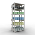 Grundregal, Doppelregal, Fachbodenregal Stecksystem MULTIplus250, 2500 x 1000 x (2x400) mm (HxBxT), 2x6 Fachböden, Kreuzstrebe, RAL 7035 lichtgrau