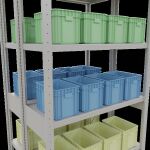 Grundregal, Doppelregal, Fachbodenregal Stecksystem MULTIplus250, 2500 x 1000 x (2x400) mm (HxBxT), 2x6 Fachböden, Kreuzstrebe, RAL 7035 lichtgrau