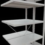 Anbauregal, Doppelregal, Fachbodenregal Stecksystem MULTIplus250, 2000 x 1000 x (2x400) mm (HxBxT), 2x5 Fachböden, Kreuzstrebe, RAL 7035 lichtgrau