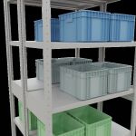 Grundregal, Doppelregal, Fachbodenregal Stecksystem MULTIplus250, 2500 x 1000 x (2x500) mm (HxBxT), 2x6 Fachböden, Kreuzstrebe, RAL 7035 lichtgrau