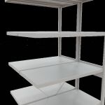 Anbauregal, Doppelregal, Fachbodenregal Stecksystem MULTIplus250, 2500 x 1000 x (2x500) mm (HxBxT), 2x6 Fachböden, Kreuzstrebe, RAL 7035 lichtgrau