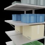 Anbauregal, Doppelregal, Fachbodenregal Stecksystem MULTIplus250, 2000 x 1000 x (2x600) mm (HxBxT), 2x5 Fachböden, Kreuzstrebe, RAL 7035 lichtgrau