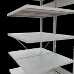 Anbauregal, Doppelregal, Fachbodenregal Stecksystem MULTIplus250, 2000 x 1000 x (2x600) mm (HxBxT), 2x5 Fachböden, Kreuzstrebe, RAL 7035 lichtgrau