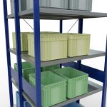 Grundregal, Doppelregal, Fachbodenregal Stecksystem MULTIplus250, 3000 x 1000 x (2x500) mm (HxBxT), 2x7 Fachböden, Kreuzstrebe, RAL 7035 lichtgrau