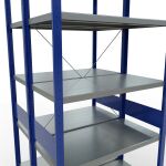 Grundregal, Doppelregal, Fachbodenregal Stecksystem MULTIplus250, 3000 x 1000 x (2x500) mm (HxBxT), 2x7 Fachböden, Kreuzstrebe, RAL 7035 lichtgrau