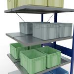 Anbauregal, Doppelregal, Fachbodenregal Stecksystem MULTIplus250, 3000 x 1000 x (2x500) mm (HxBxT), 2x7 Fachböden, Kreuzstrebe, RAL 7035 lichtgrau