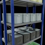 Grundregal, Doppelregal, Fachbodenregal Stecksystem MULTIplus250, 2000 x 1000 x (2x300) mm (HxBxT), 2x5 Fachböden, Kreuzstrebe, RAL 5010 enzianblau/verzinkt