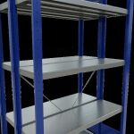 Grundregal, Doppelregal, Fachbodenregal Stecksystem MULTIplus250, 2000 x 1000 x (2x300) mm (HxBxT), 2x5 Fachböden, Kreuzstrebe, RAL 5010 enzianblau/verzinkt