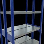 Grundregal, Doppelregal, Fachbodenregal Stecksystem MULTIplus250, 2500 x 1000 x (2x300) mm (HxBxT), 2x6 Fachböden, Kreuzstrebe, RAL 5010 enzianblau/verzinkt