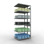 Anbauregal, Doppelregal, Fachbodenregal Stecksystem MULTIplus250, 2500 x 1000 x (2x300) mm (HxBxT), 2x6 Fachböden, Kreuzstrebe, RAL 5010 enzianblau/verzinkt