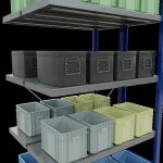 Anbauregal, Doppelregal, Fachbodenregal Stecksystem MULTIplus250, 2000 x 1000 x (2x400) mm (HxBxT), 2x5 Fachböden, Kreuzstrebe, RAL 5010 enzianblau/verzinkt