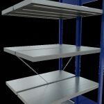 Anbauregal, Doppelregal, Fachbodenregal Stecksystem MULTIplus250, 2000 x 1000 x (2x400) mm (HxBxT), 2x5 Fachböden, Kreuzstrebe, RAL 5010 enzianblau/verzinkt