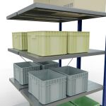 Anbauregal, Doppelregal, Fachbodenregal Stecksystem MULTIplus250, 2000 x 1000 x (2x500) mm (HxBxT), 2x5 Fachböden, Kreuzstrebe, RAL 5010 enzianblau/verzinkt