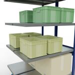 Anbauregal, Doppelregal, Fachbodenregal Stecksystem MULTIplus250, 2500 x 1000 x (2x500) mm (HxBxT), 2x6 Fachböden, Kreuzstrebe, RAL 5010 enzianblau/verzinkt