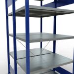 Grundregal, Doppelregal, Fachbodenregal Stecksystem MULTIplus250, 2000 x 1000 x (2x600) mm (HxBxT), 2x5 Fachböden, Kreuzstrebe, RAL 5010 enzianblau/verzinkt