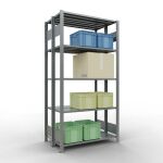 Grundregal, Doppelregal, Fachbodenregal Stecksystem MULTIplus150, 2000 x 1000 x (2x300) mm (HxBxT), 2x5 Fachböden, Längenriegel, verzinkt