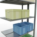 Anbauregal, Doppelregal, Fachbodenregal Stecksystem MULTIplus150, 2000 x 1000 x (2x300) mm (HxBxT), 2x5 Fachböden, Längenriegel, verzinkt