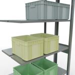 Anbauregal, Doppelregal, Fachbodenregal Stecksystem MULTIplus150, 2500 x 1000 x (2x300) mm (HxBxT), 2x6 Fachböden, Längenriegel, verzinkt