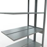 Anbauregal, Doppelregal, Fachbodenregal Stecksystem MULTIplus150, 2500 x 1000 x (2x300) mm (HxBxT), 2x6 Fachböden, Längenriegel, verzinkt